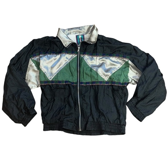 Vintage 80’s Windbreaker 2B Active Retro Activewear Men’s L Bomber Light Weight - Picture 3 of 16
